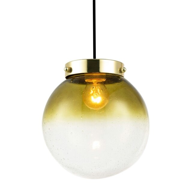 Rackhams Ombre Green and Clear Bubble Glass Pendant Lighting Shade with Gold Lamp Holder - image 1