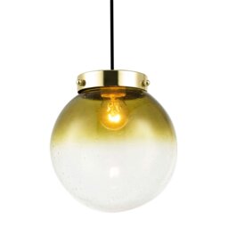 Rackhams Ombre Green and Clear Bubble Glass Pendant Lighting Shade with Gold Lamp Holder