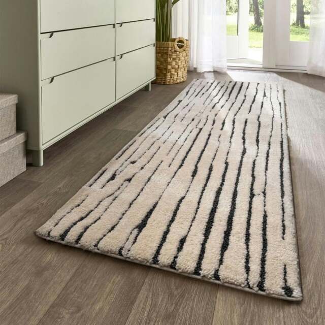 Rackhams Natural Woodgrain Look Rug - Cream & Dark Grey - 67X200 cm - image 1