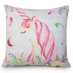 Rackhams Colourful Unicorn Printed Cushion - 43cm x 43cm - Unicorn Stripe - thumbnail 2