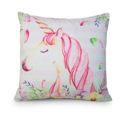 Rackhams Colourful Unicorn Printed Cushion - 43cm x 43cm - Unicorn Stripe - thumbnail 1
