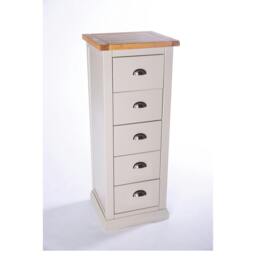 Rackhams Loreo 5 Drawer Narrow Chest of Drawers Chrome Cup Handle - Light Grey - thumbnail 3