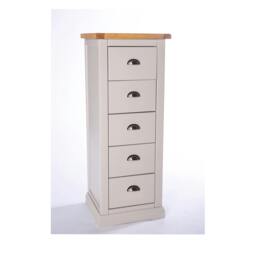 Rackhams Loreo 5 Drawer Narrow Chest of Drawers Chrome Cup Handle - Light Grey - thumbnail 2