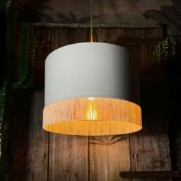 "Rackhams Crisp White Lampshade with Copper Foil Lining & White Fringing - Table / Floor Lamp - 25cm Diameter x 25cm Height / (10"" x 10"")" - thumbnail 5