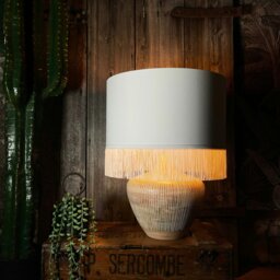 "Rackhams Crisp White Lampshade with Copper Foil Lining & White Fringing - Table / Floor Lamp - 25cm Diameter x 25cm Height / (10"" x 10"")" - thumbnail 6