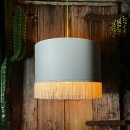 "Rackhams Crisp White Lampshade with Copper Foil Lining & White Fringing - Table / Floor Lamp - 25cm Diameter x 25cm Height / (10"" x 10"")" - thumbnail 4