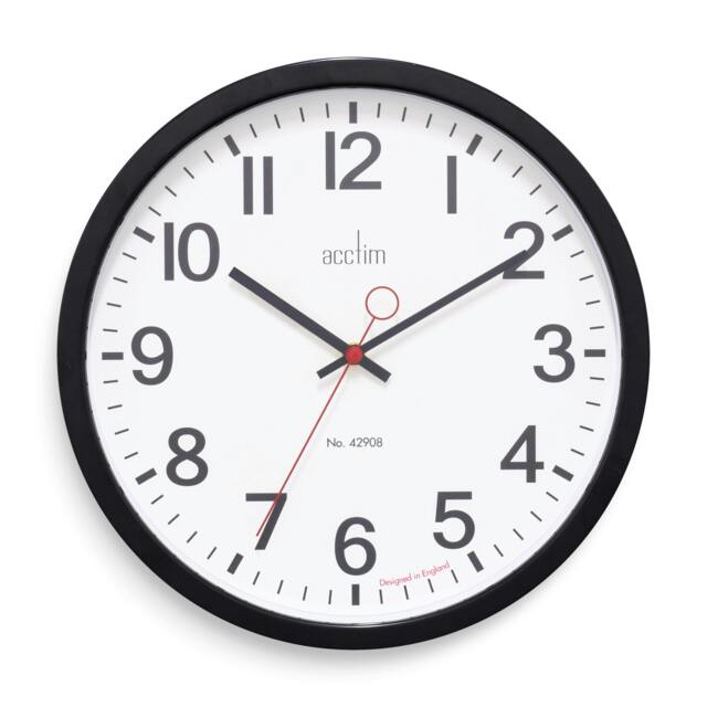 Rackhams Kempston Wall Clock Metal Energy Efficient Movement Glass Lens 35cm - Red - image 1