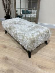 Rackhams Tobi Fluffy Fabric Footstool Pouffe – Luxury Ottoman Footrest & Coffee Table - 30 x 30 Inches (76 x 76cm) - thumbnail 2