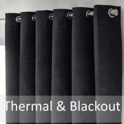 Rackhams Chenille Blackout Ring Top Eyelet Curtains - 168cm width x 229cm drop - thumbnail 3