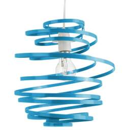 Rackhams Contemporary Teal Gloss Metal Double Ribbon Spiral Swirl Ceiling Light Pendant