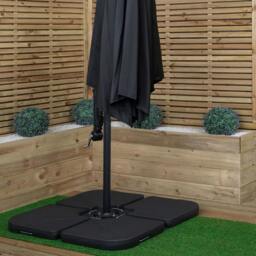 Rackhams 3m Cantilever Banana Garden Parasol in Black with Crank Handle and Parasol Base Weights Included - thumbnail 4