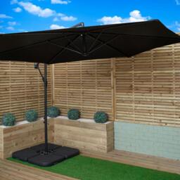 Rackhams 3m Cantilever Banana Garden Parasol in Black with Crank Handle and Parasol Base Weights Included
