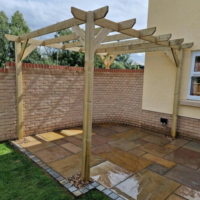 Rackhams Heavy Duty Timber Pergola - Complete DIY Kit - Slow Grown Spruce. - 3m - 3m - 2.7m (Without base plates) - image 1