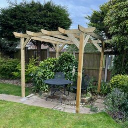 Rackhams Heavy Duty Timber Pergola - Complete DIY Kit - Slow Grown Spruce. - 3m - 3m - 2.7m (Without base plates) - thumbnail 2
