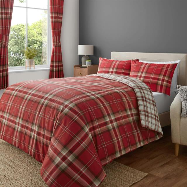 Rackhams Kelso Check Red Duvet Cover Set - Single - image 1
