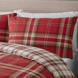 Rackhams Kelso Check Red Duvet Cover Set - Single - thumbnail 2