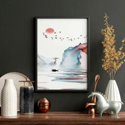 Rackhams Japan print - set of 3 framed wall art prints - A2 16.54 x 23.39 in / 42 x 59.4 cm - Satin Photo paper 280 gsm - Black Frame - thumbnail 5