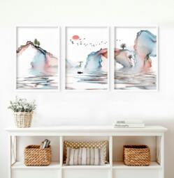 Rackhams Japan print - set of 3 framed wall art prints - A2 16.54 x 23.39 in / 42 x 59.4 cm - Satin Photo paper 280 gsm - Black Frame - thumbnail 3