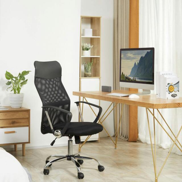 Rackhams Executive Office Chair High Back Mesh Back Seat Desk Chairs, Light Grey - image 1