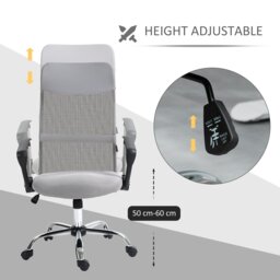 Rackhams Executive Office Chair High Back Mesh Back Seat Desk Chairs, Light Grey - thumbnail 4