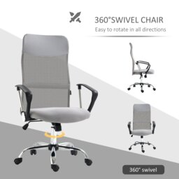 Rackhams Executive Office Chair High Back Mesh Back Seat Desk Chairs, Light Grey - thumbnail 5