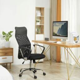 Rackhams Executive Office Chair High Back Mesh Back Seat Desk Chairs, Light Grey