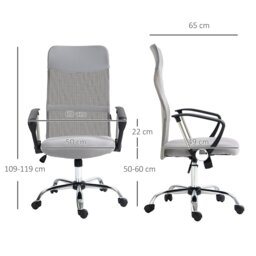 Rackhams Executive Office Chair High Back Mesh Back Seat Desk Chairs, Light Grey - thumbnail 6