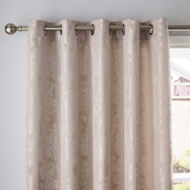 Rackhams Damask Jacquard Lined Eyelet Curtains - 66x90 Inch - Champagne Gold - image 1
