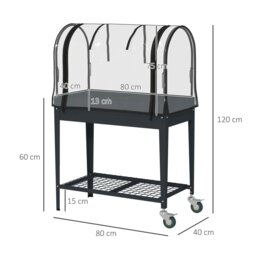 Rackhams Mobile Raised Garden Bed with Greenhouse Cover, Dark Grey - thumbnail 6