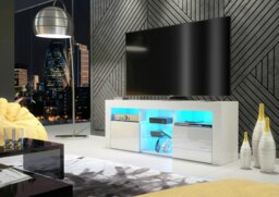 Rackhams Stylish 145cm Modern TV Unit with and White High Gloss Doors - 145 cm - 1 - White Matt Body & White Gloss Doors - thumbnail 4