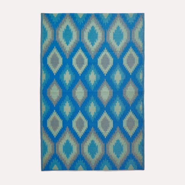 Rackhams Outdoor Rug Luxury Waterproof Reversible Recycled, For Garden, Amber Ikat - 120 x 180 cm - image 1