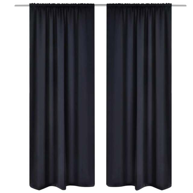 Rackhams 2 pcs Black Slot-Headed Blackout Curtains 135 x 245 cm