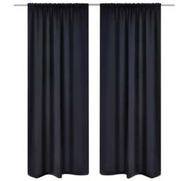 Rackhams 2 pcs Black Slot-Headed Blackout Curtains 135 x 245 cm