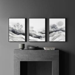 Rackhams Wall Art Prints For Living Room - Set of 3 wall art prints - 20 x 30 in / 50 x 76 cm - Polyester Canvas 260 gsm - Canvas wrapped - thumbnail 3