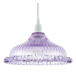 Rackhams Modern Lilac Line Ribbed Glass Pendant Light Shade with Moulded Edge