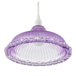 Rackhams Modern Lilac Line Ribbed Glass Pendant Light Shade with Moulded Edge - thumbnail 5