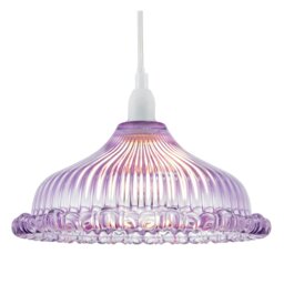 Rackhams Modern Lilac Line Ribbed Glass Pendant Light Shade with Moulded Edge - thumbnail 2