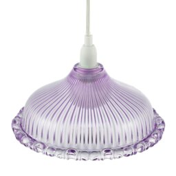 Rackhams Modern Lilac Line Ribbed Glass Pendant Light Shade with Moulded Edge - thumbnail 3