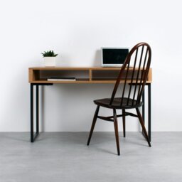 "Rackhams Darwen Minimalist Console Desk on Square Legs - Oak - 50cm (19.5"") deep - 100cm (39"") wide" - thumbnail 3