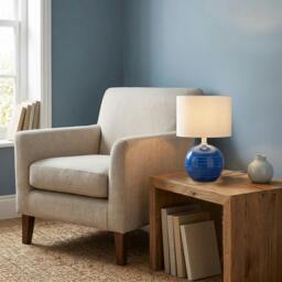 Rackhams Blue and White Ceramic Gloss Table Lamp Base with Tiltable Lamp Holder - thumbnail 6