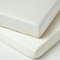 Rackhams Cotton Cot Bed Fitted Sheets 400 Thread Count, 2 Pack - Cream - thumbnail 1