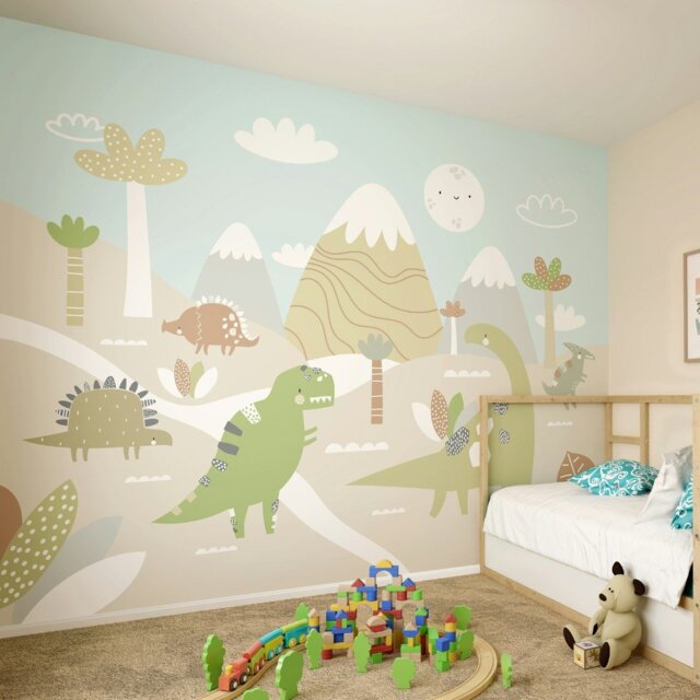 Rackhams Dinosaur Land Wall Mural - Natural - Large - W350cm x H280cm - image 1
