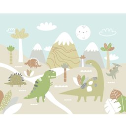 Rackhams Dinosaur Land Wall Mural - Natural - Large - W350cm x H280cm - thumbnail 2