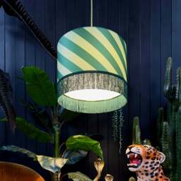 "Rackhams Apple Sours Helter Skelter Velvet Lampshades With Fringing - Table / Floor Lamp - 40cm diameter x 25cm height / 16"" x 10""" - thumbnail 3