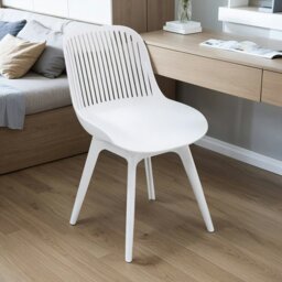 Rackhams Livingandhome Classic White Plastic Chair, Set of Four, Durable and Lightweight - 48cm L x 60cm W x 84cm H - Gray - thumbnail 4