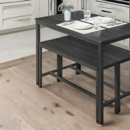 Rackhams Industrial Dining Table Set With 2 Benches Black - thumbnail 6
