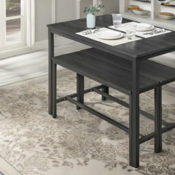 Rackhams Industrial Dining Table Set With 2 Benches Black - thumbnail 5