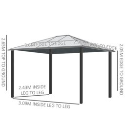 Rackhams 3 x 3.6m Hardtop Gazebo Canopy with Mosquito Netting and Curtains - Beige - 300cm x 300cm x 265cm - thumbnail 6