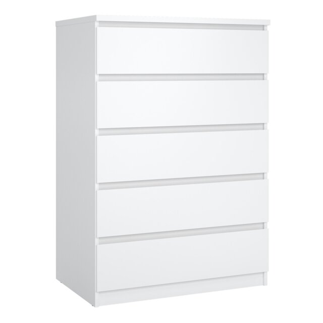Rackhams Naia Chest of 5 Drawers in White High Gloss - White - High Gloss - Melamine - image 1