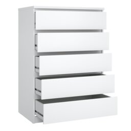 Rackhams Naia Chest of 5 Drawers in White High Gloss - White - High Gloss - Melamine - thumbnail 4